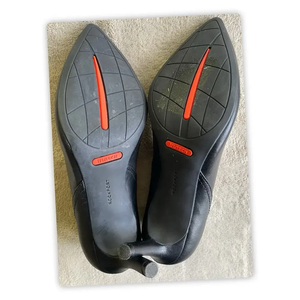 Rockport Total Motion Black Pointed Toe Heels Pumps Womens 6.5 Leather